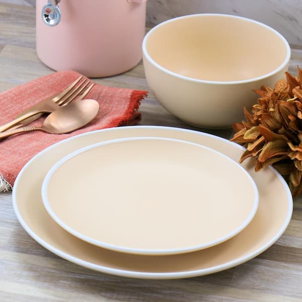 Spice By Tia Mowry Dinnerware Set, Melamine, Cinnamon Twist, 12 Pieces