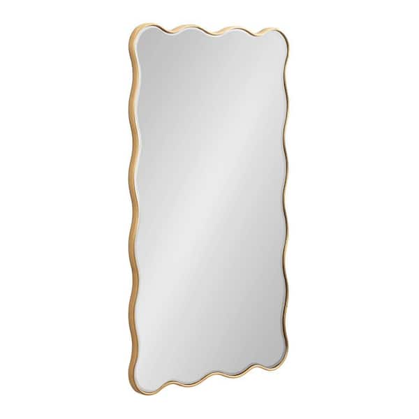 Kate and Laurel Viona Gold 24 in. W x 42 in. H MidCentury Scalloped Wood Wall Mirror