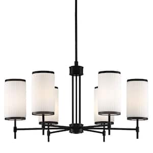 Ashbury 6-Light Black Chandelier with Glass Shade