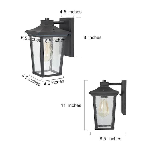 1-Light Transitional Outdoor Wall Light Lantern Sconce with Watered Glass Matt Black Coach Light LED Compatible 1-Light Transitional Outdoor Wall Light Lantern Sconce with Watered Glass Matt Black Coach Light LED Compatible