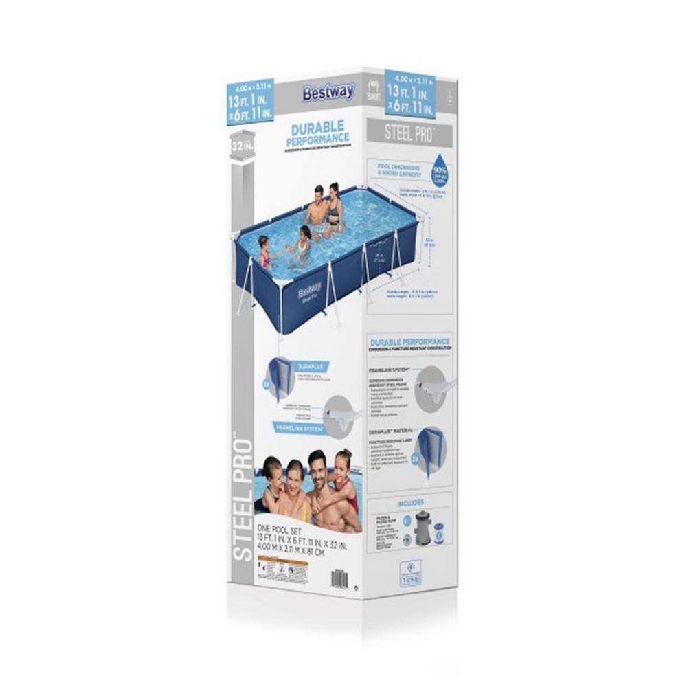 Bestway Steel Pro 13 ft x 32 in Rectangular Above Ground Pool with Filter and Pump