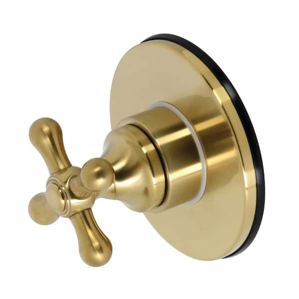 Single-Handle 1-Hole Wall Mount Three-Way Diverter Valve with Trim Kit in Brushed Brass