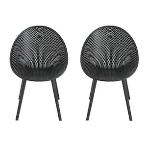 Gia Outdoor Patio Dining Chair, Polypropylene, Black (Set of 2)