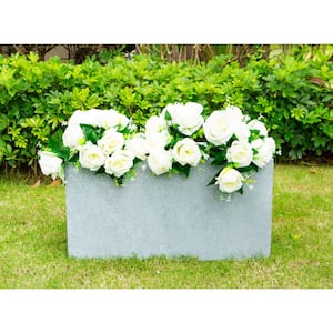 Small 23 in. L Slate Gray Lightweight Concrete Modern Low Outdoor Planter