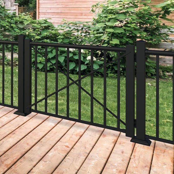 Penrose/VersaRail 2.5 in. x 2.5 in. x 39 in. Matte Black Aluminum Rail Post with Trim Penrose/VersaRail 2.5 in. x 2.5 in. x 39 in. Matte Black Aluminum Rail Post with Trim