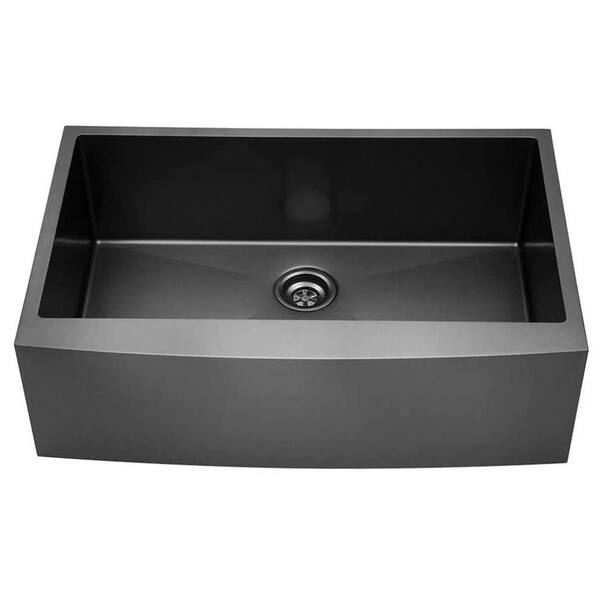 Tatahance Black Stainless Steel 30 in. Single Bowl Farmhouse Apron ...