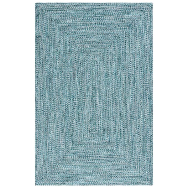 Braided Teal/Green 6 ft. x 9 ft. Machine Washable Concentric Woven Area Rug