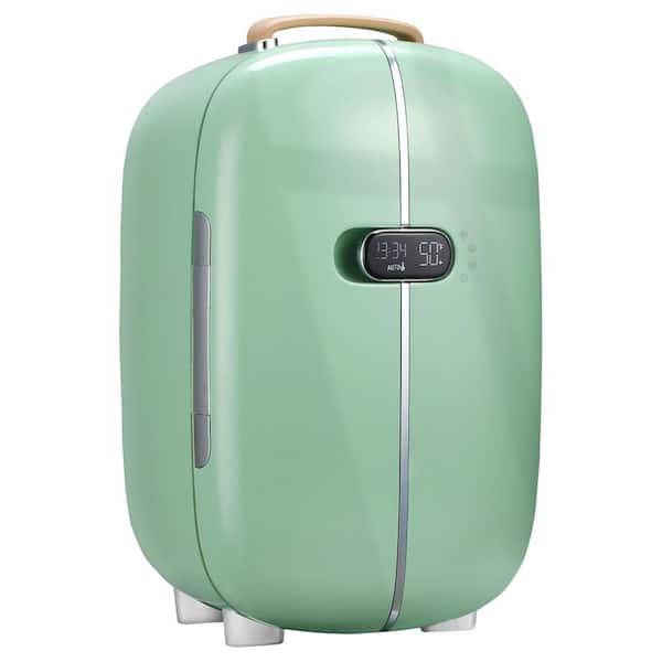 Aoibox 10.75 in. 0.4 cu. ft. Retro Makeup Mini Refrigerator in Green with LED Screen Display