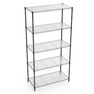 16 in.x 36 in.x 72 in. 5-Tier Black Elegant Shelf Style Metal Shelf with 5 Adjustable Shelves