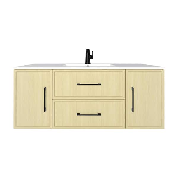 Cassidy 48 in. W x 18 in. D x 20 in. H Single Sink Wall Mounted Bath Vanity in Lago with Cultured Marble Top in White