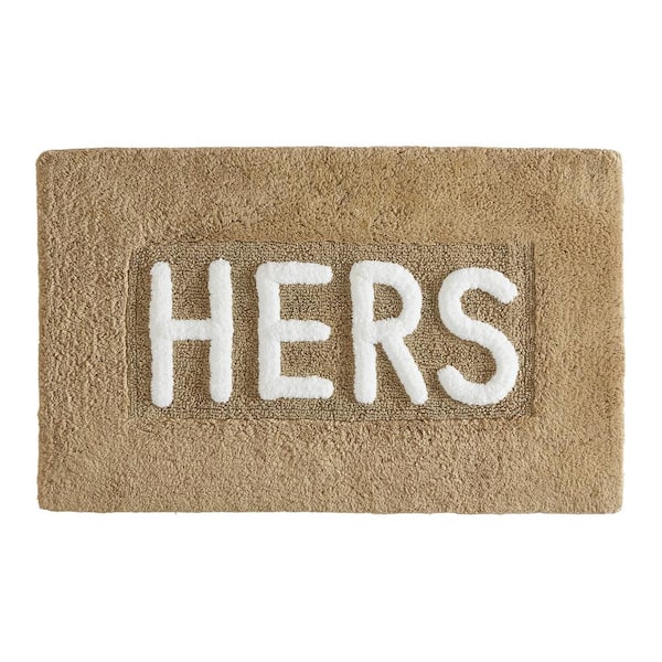 Jean Pierre Novelty "Hers" Linen 21 in. x 34 in. 100% Cotton Bath Rug