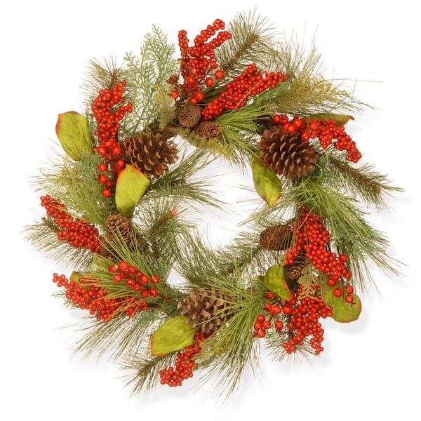 National Tree Company 24 in. Bristle and Berry Artificial Wreath