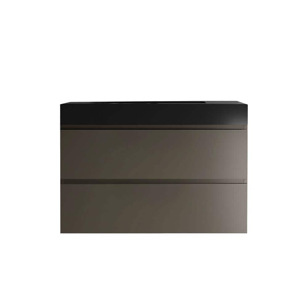 36 in. W Single Sink Wall-Mounted Bath Vanity in Gray with Black Engineered Quartz Composite Top Unassembled price history on PriceWatchPro