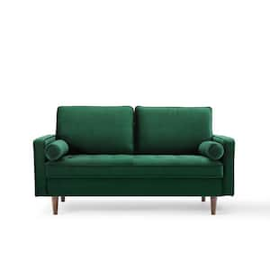 Valour 61.5 in. Green Velvet 3-Seater Loveseat with Removable Cushions