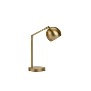 18.5 in. Gold Contemporary Integrated LED Bedside Table Lamp with Gold Metal Shade