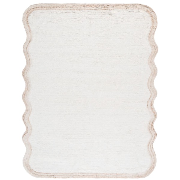Vermont 9 ft. x 12 ft. Ivory Solid Color Border Area Rug