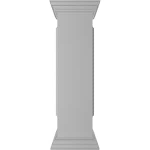 Straight 40 in. x 10 in. White Box Newel Post with Panel, Flat Capital and Base Trim (Installation Kit Included)