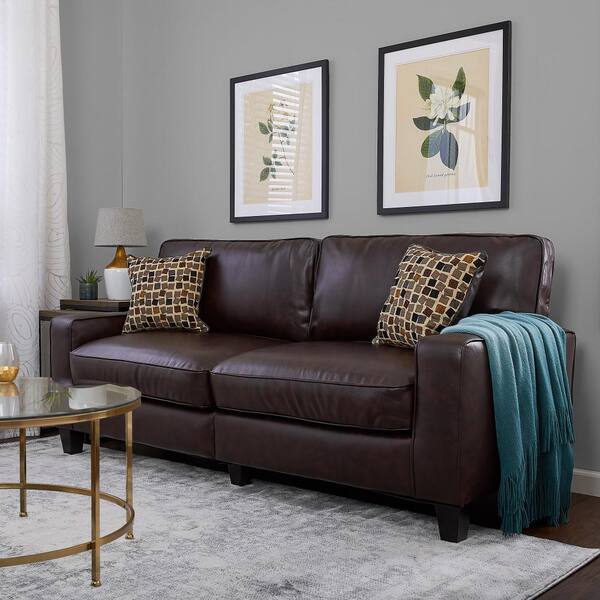 Serta RTA Monaco Biscuit Brown/Espresso Faux Leather Sofa CR43595P