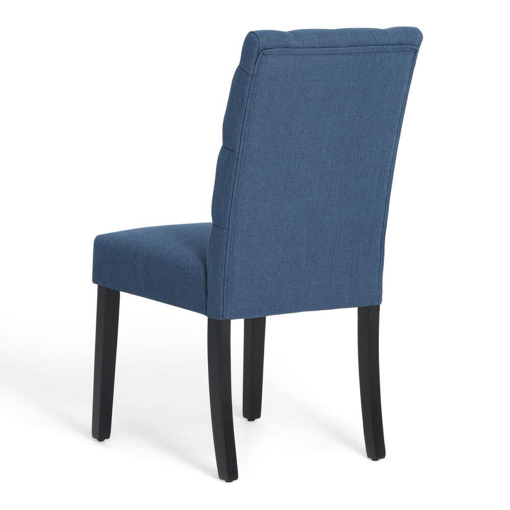 Blue Linen Upholstered Button Tufted Parsons Side Chair Set