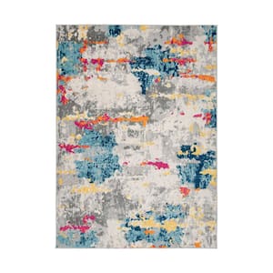 Transitional Distressed Modern Multi 5 ft. x 7 ft. Abstract Area Rug