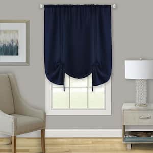 Darcy 58 in. W x 63 in. L Polyester Light Filtering Tie-Up Window Panel in Navy