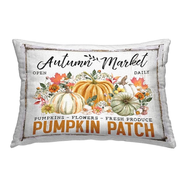 Rustic Autumn Market Orange Rectangular Outdoor Throw Pillow