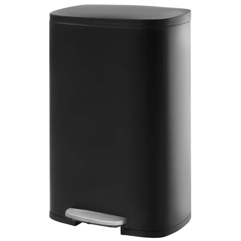 13 gal. Black Step-On Stainless Steel Trash Can