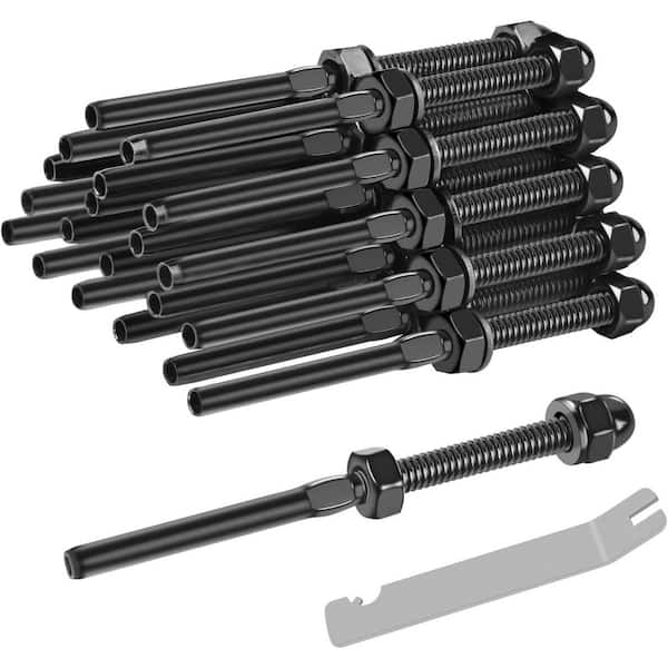 1/8 T316 Stainless Steel Cable Railing Stud Tension End Fitting Terminal Black 50-Pack for Deck Railing