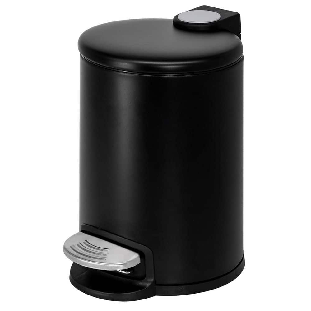 Matte Black Stainless Steel Round Pedal Trash Can