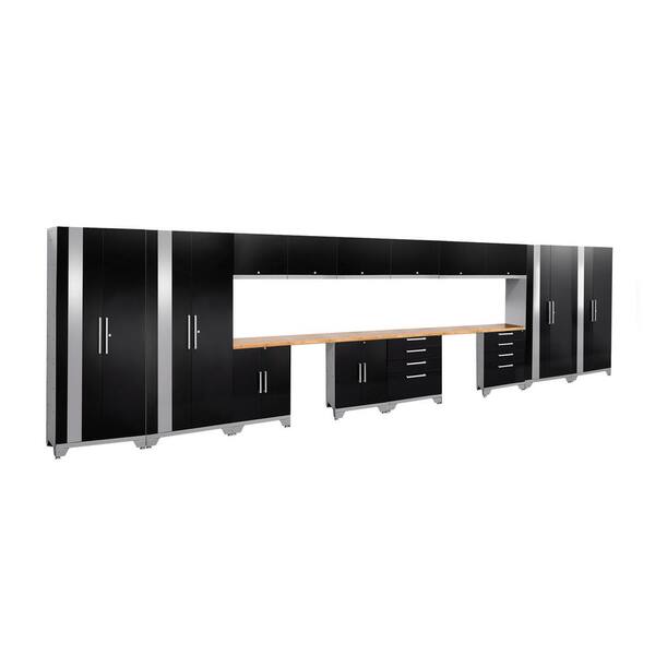 NewAge Products Performance 2.0 72 in. H x 264 in. W x 18 in. D Garage Cabinet Set in Black (16-Piece)