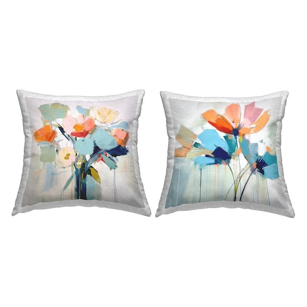 Modern Mixed Bouquet Multi-Color Square Outdoor Throw Pillow 2-Pack