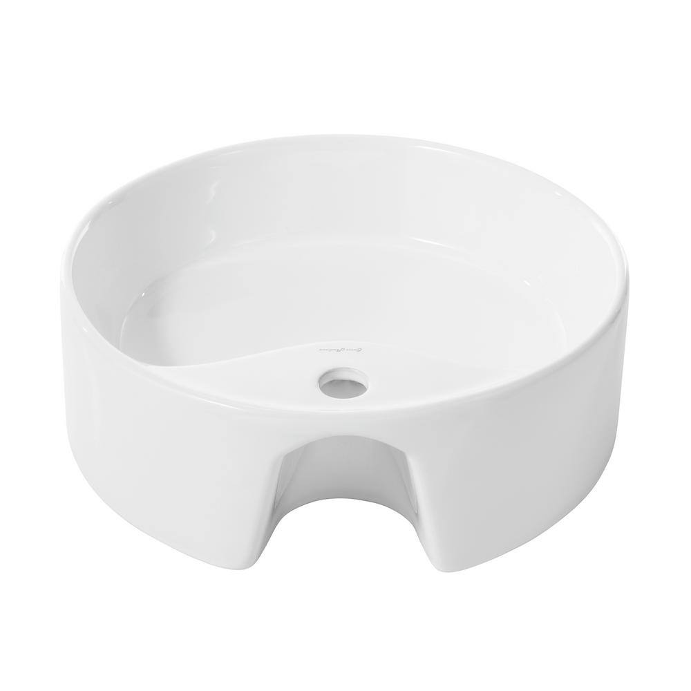 Monaco White Ceramic Round Vessel Sink with Faucet Mount