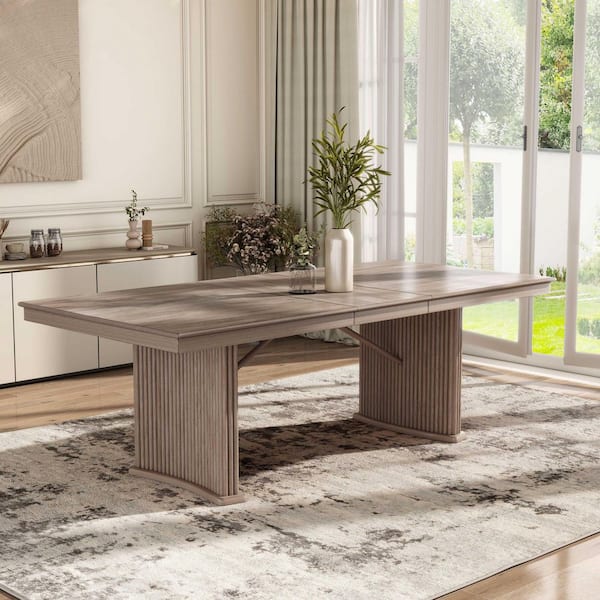 Furniture of America Luna Natural Ash Wood 90 in. Trestle Base Extendable Dining Table (Seats 6)