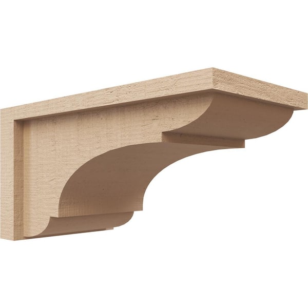 Ekena Millwork 6 in. x 12 in. x 6 in. Series 3 Wide Bryant Rough Cedar Woodgrain Timberthane Polyurethane Corbel, Primed Tan
