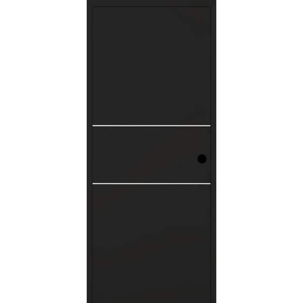 Belldinni Optima 2H DIY-Friendly 30 in. x 96 in. Left Hand Black Matte Solid Composite Core Wood Single Prehung Interior Door