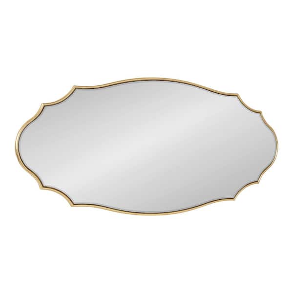 Kate and Laurel Leanna 41.87 in. H x 20.00 in. W Modern Oval Gold Framed Accent Wall Mirror