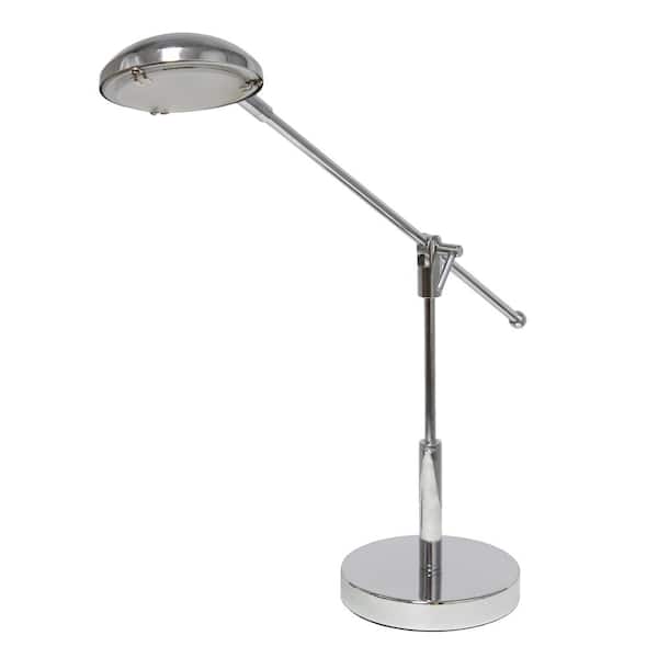 Creekwood home Sleek Essentials 21 in. Modern Chrome Gray Pivot Arm LED Desk Lamp