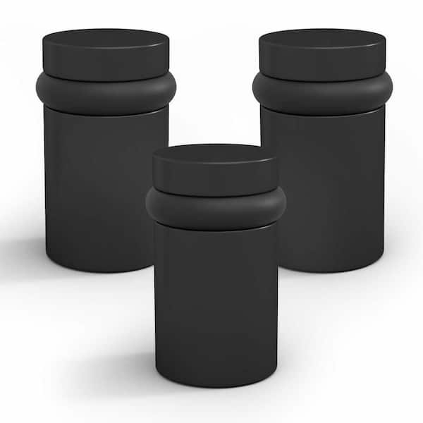 Floor Door Stopper Matte Black-3 Pack Black Stopper Quickly Installed Wall Protector and Door Knobs-2 in.