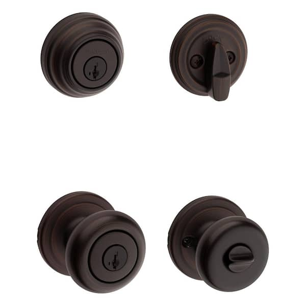 Juno Venetian Bronze Exterior Entry Door Knob and Single Cylinder Deadbolt Combo Pack Featuring SmartKey Security