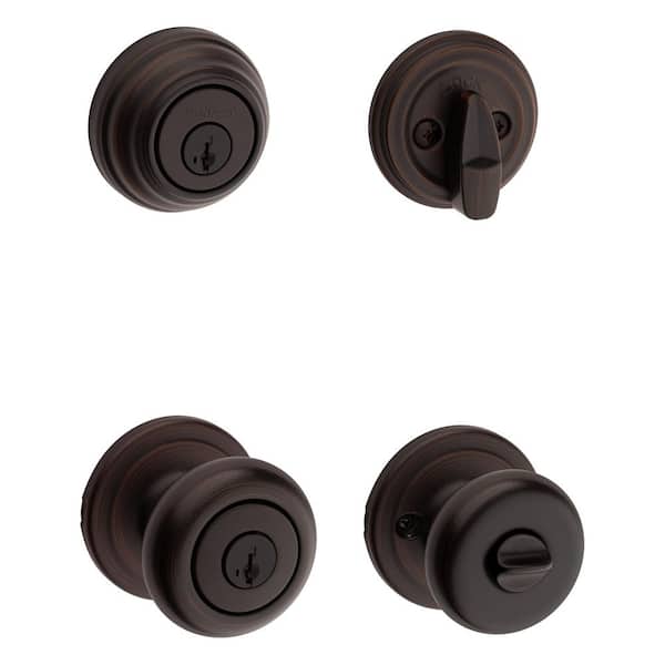 Juno Matte Black Keyed Entry Doorknob with Deadbolt Combo Pack Featuring SmartKey Security
