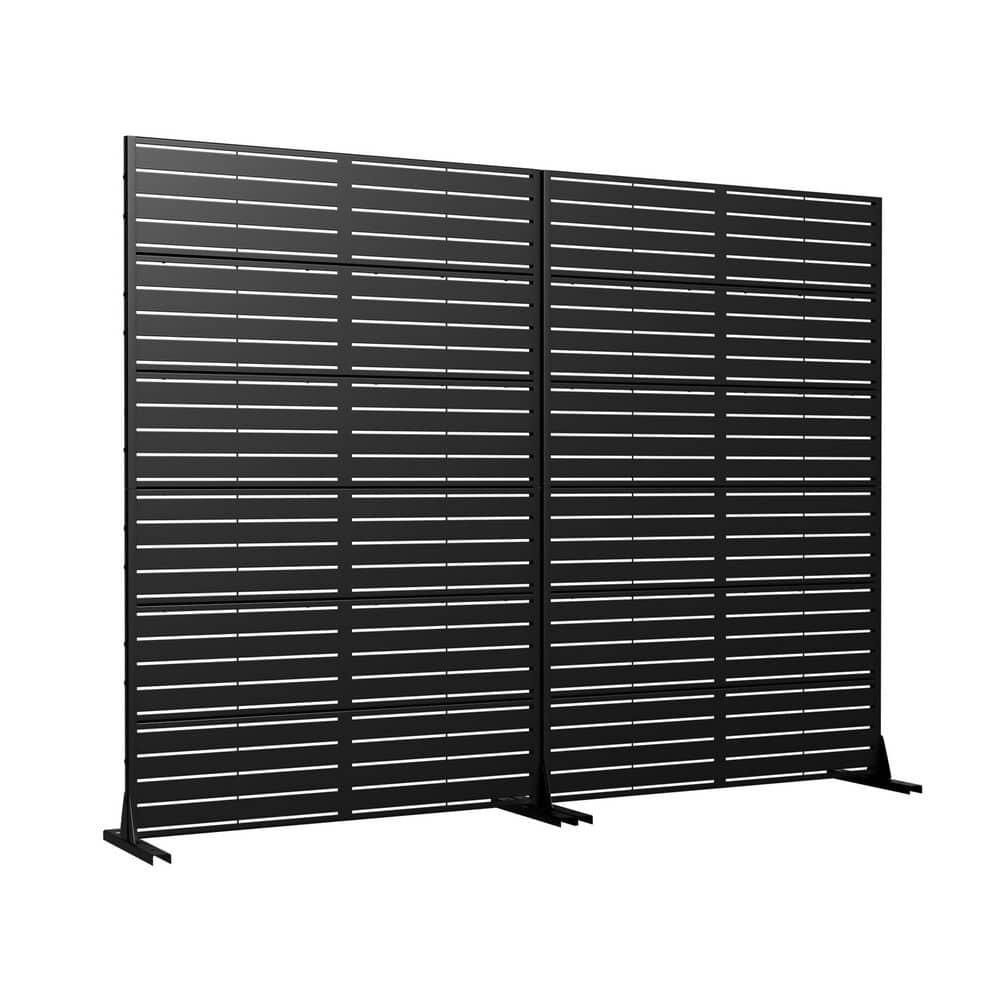 Outdoor Privacy Fence 47 in. L x 16 in. W x 72 in. H Black Galvanized Steel Garden Privacy Screen Set Of 2 price history on PriceWatchPro