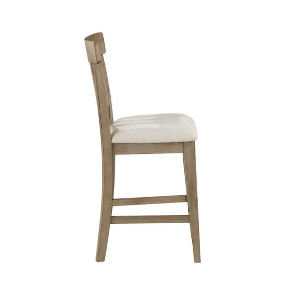 Napa 26 in. Weathered Sand Counter Chair with Cream Cushion Seat (Set of 2)