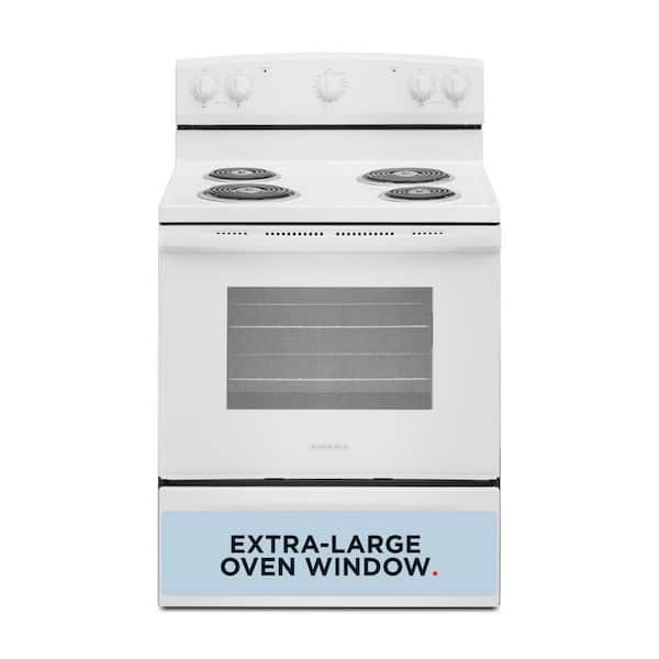 30 in. 4 Elements Freestanding Electric Range in White with Extra-Large Oven Window