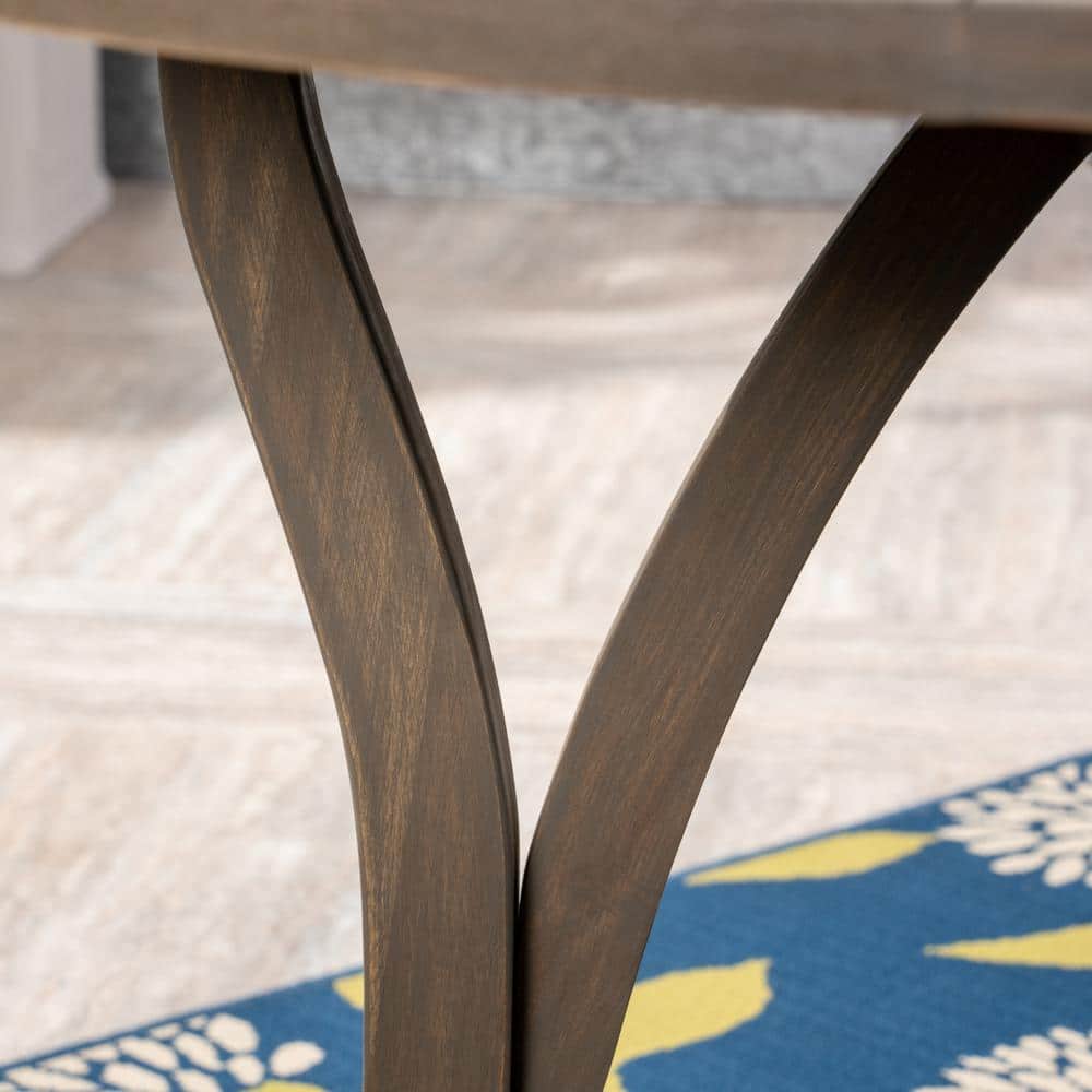 Calm Gray Acacia Wood Oval Outdoor Dining Table for 6