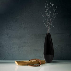 31.5 in. Spun Bamboo Tall Floor Vase - Sleek Metallic Finish, Elegant Home Decoration, Accent Piece, Handcrafted, Black