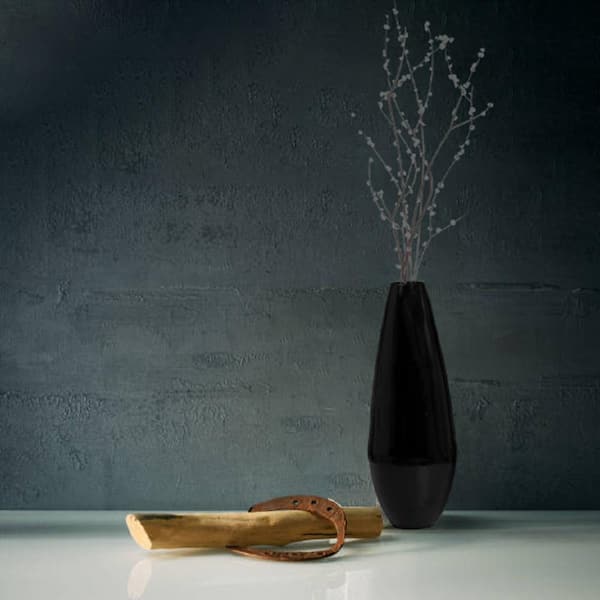 Uniquewise 31.5 in. Spun Bamboo Tall Floor Vase - Sleek Metallic 