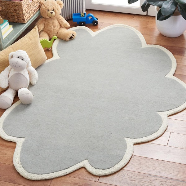 Kids 5 ft. x 8 ft. Gray/Ivory Playful Solid Color Area Rug