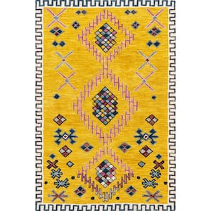 Yellow 5 ft. x 8 ft. Larisa Bohemian Handmade Wool Area Rug