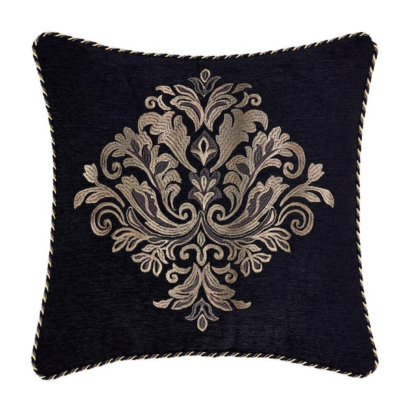 J QUEEN NEW YORK INC Sayreville Black Polyester 20 in. Square Decorative Throw Pillow