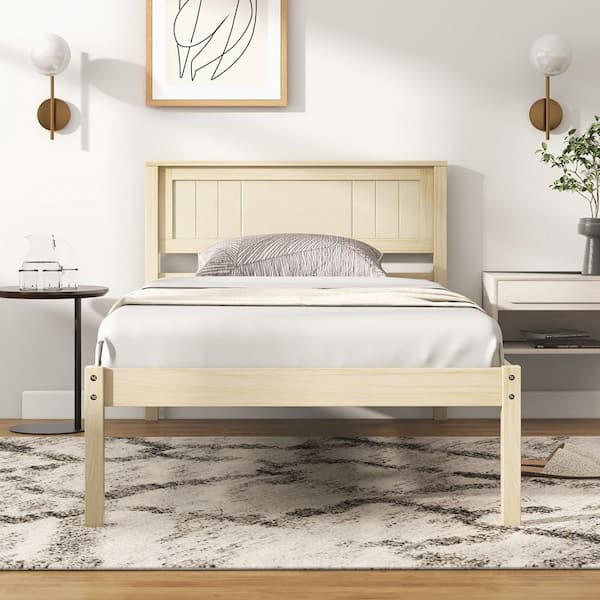 Costway Natural Yellow Wood Frame Twin Size Platform Bed Costway Natural Yellow Wood Frame Twin Size Platform Bed